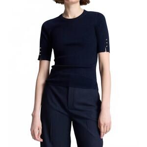 NEW A.L.C. josie knit merino top in navy